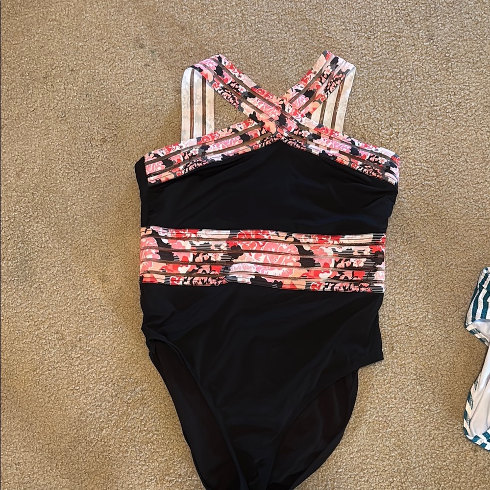 Floral Black One-Piece Swimsuit